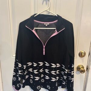 Talbots Black Pullover with Pink Trim